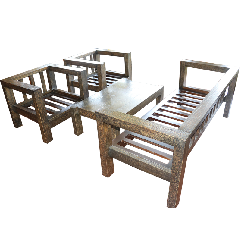 Rustick Sofa 3 + 2 + 1 Stool Without Cushion